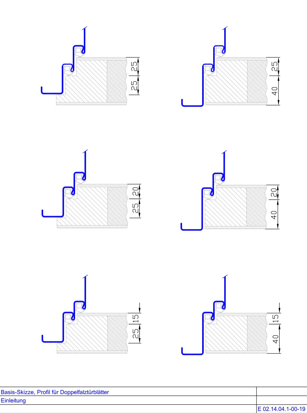 Basisskizze Profil fuer Doppelfalztuerblaetter