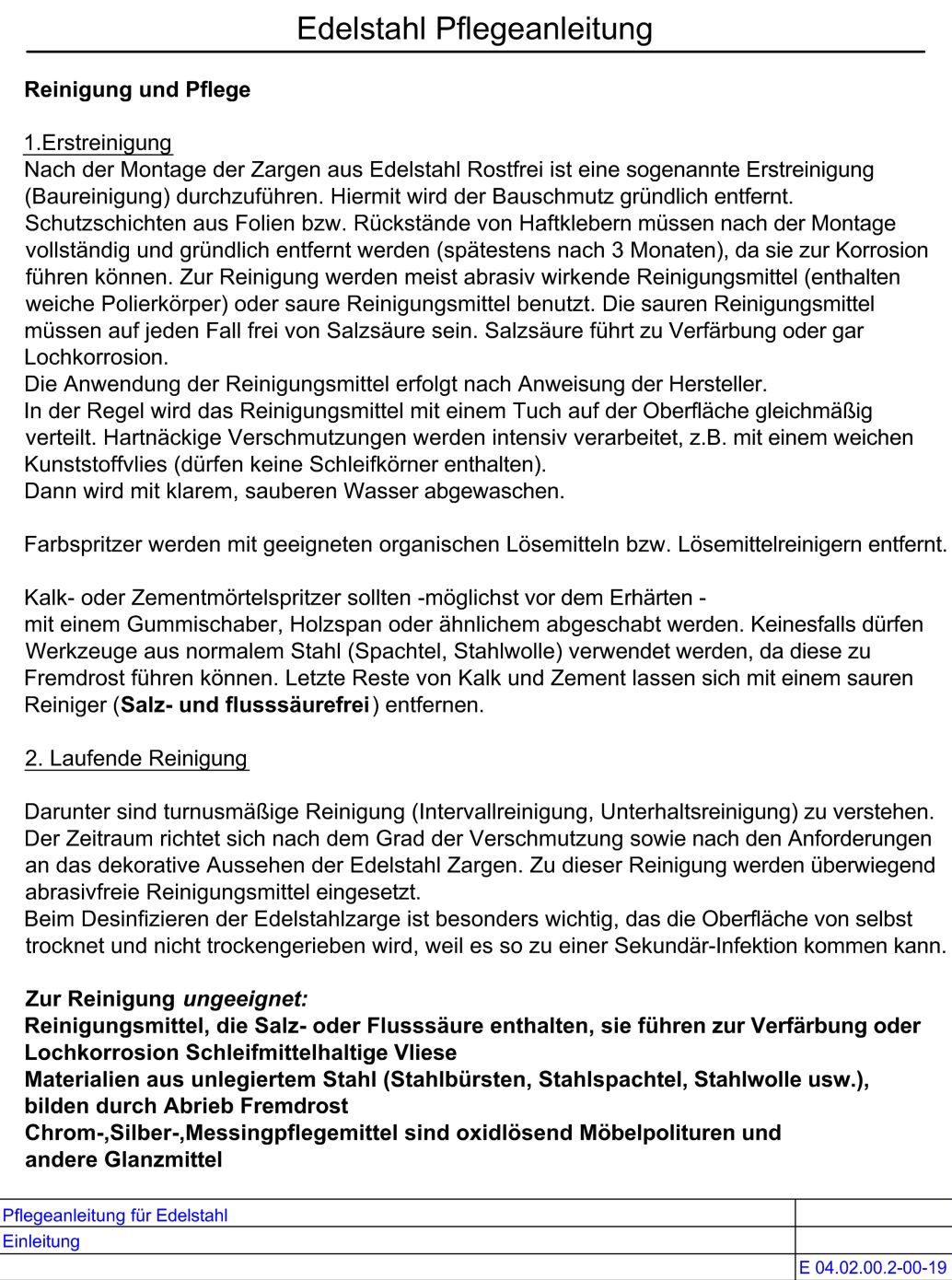 Edelstahl Pflegeanleitung