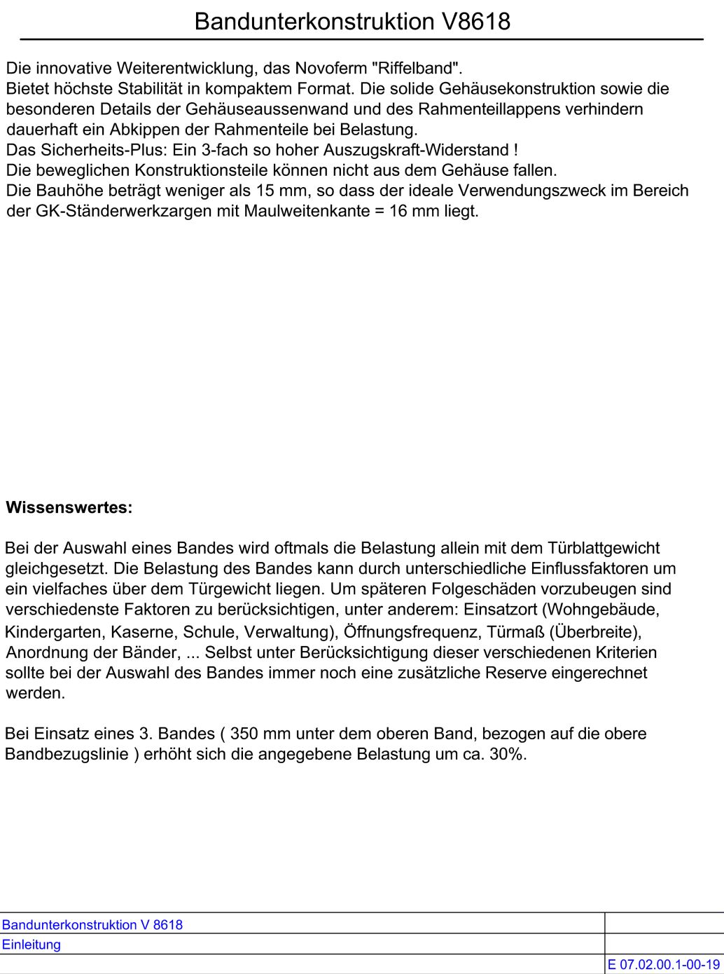 Bandunterkonstruktion V 8618