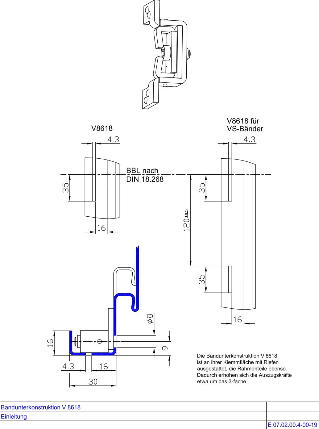 Bandunterkonstruktion V 8618