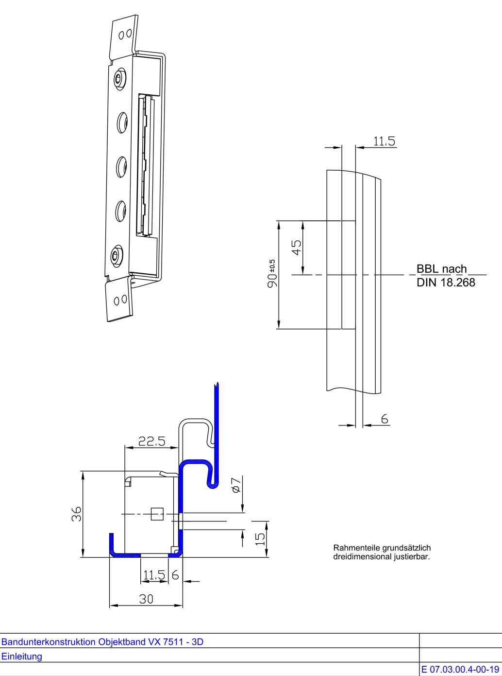 Bandunterkonstruktion VX 7511-3D