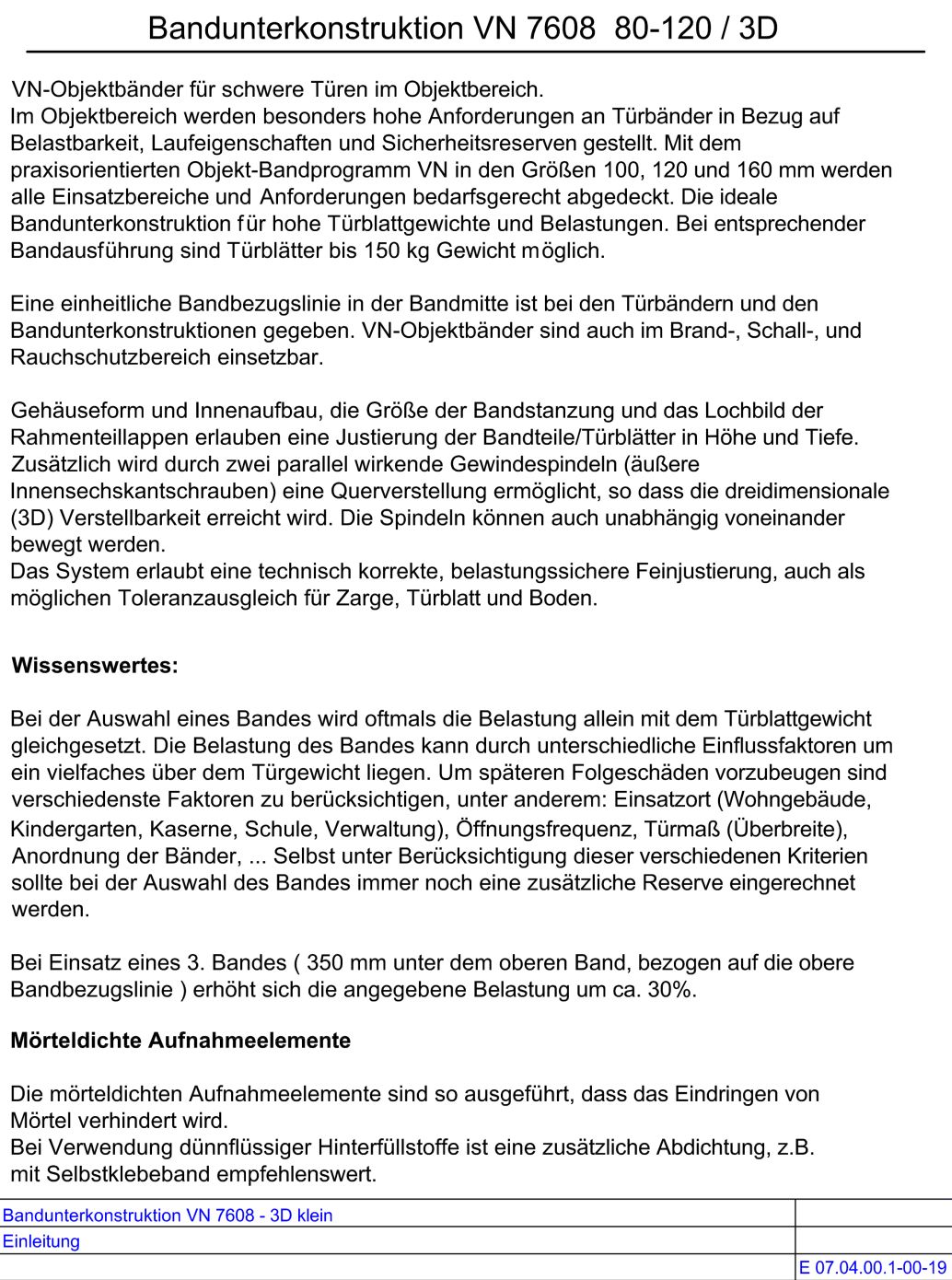 Bandunterkonstruktion VN 7608-3D klein