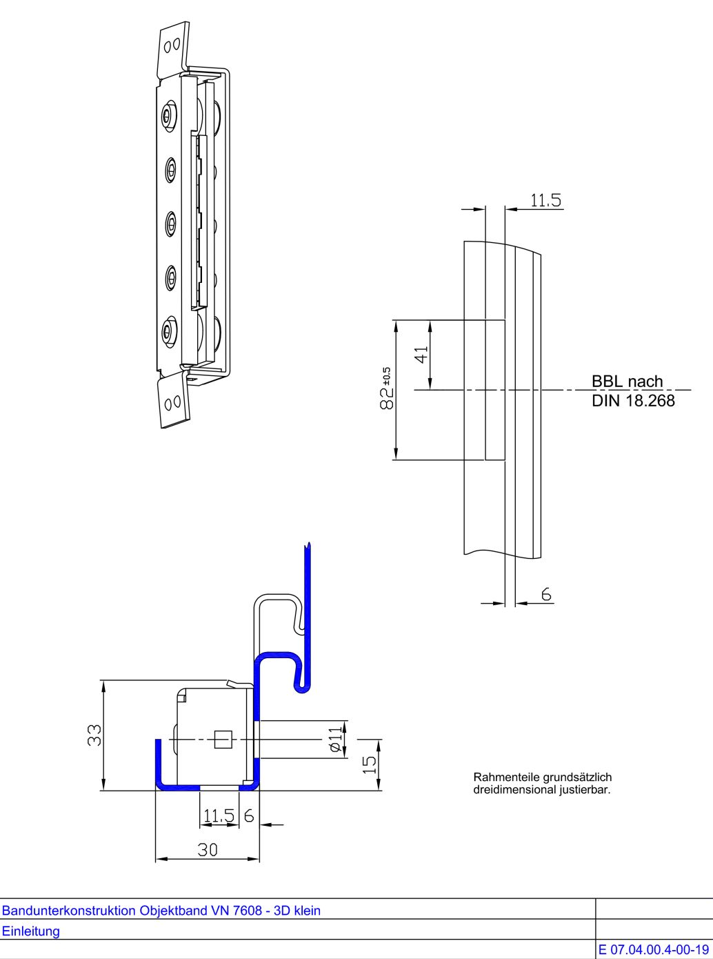 Bandunterkonstruktion VN 7608-3D klein