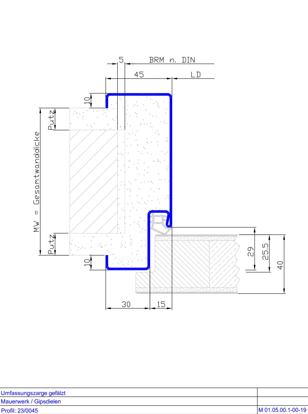 Umfassungszarge gefaelzt 23-0045