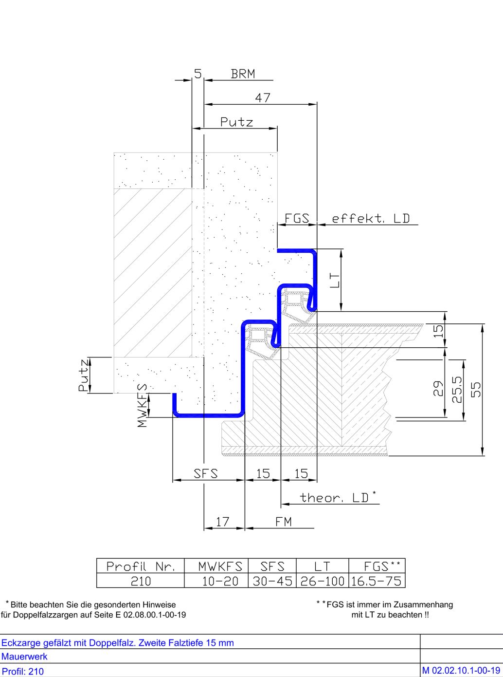 Eckzarge mit Doppelfalz. 2.FT 15