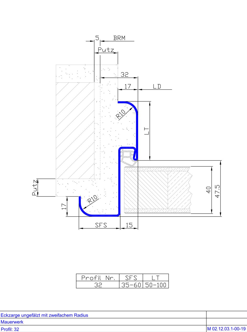 Eckzarge mit zweifachem Radius