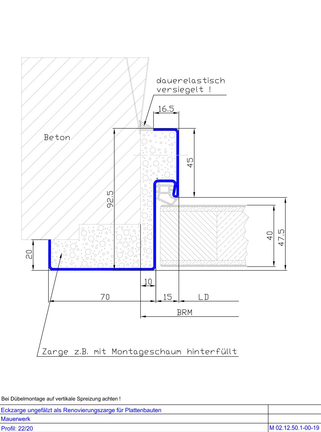Eckzarge als Renovierungszarge fuer Plattenbauten