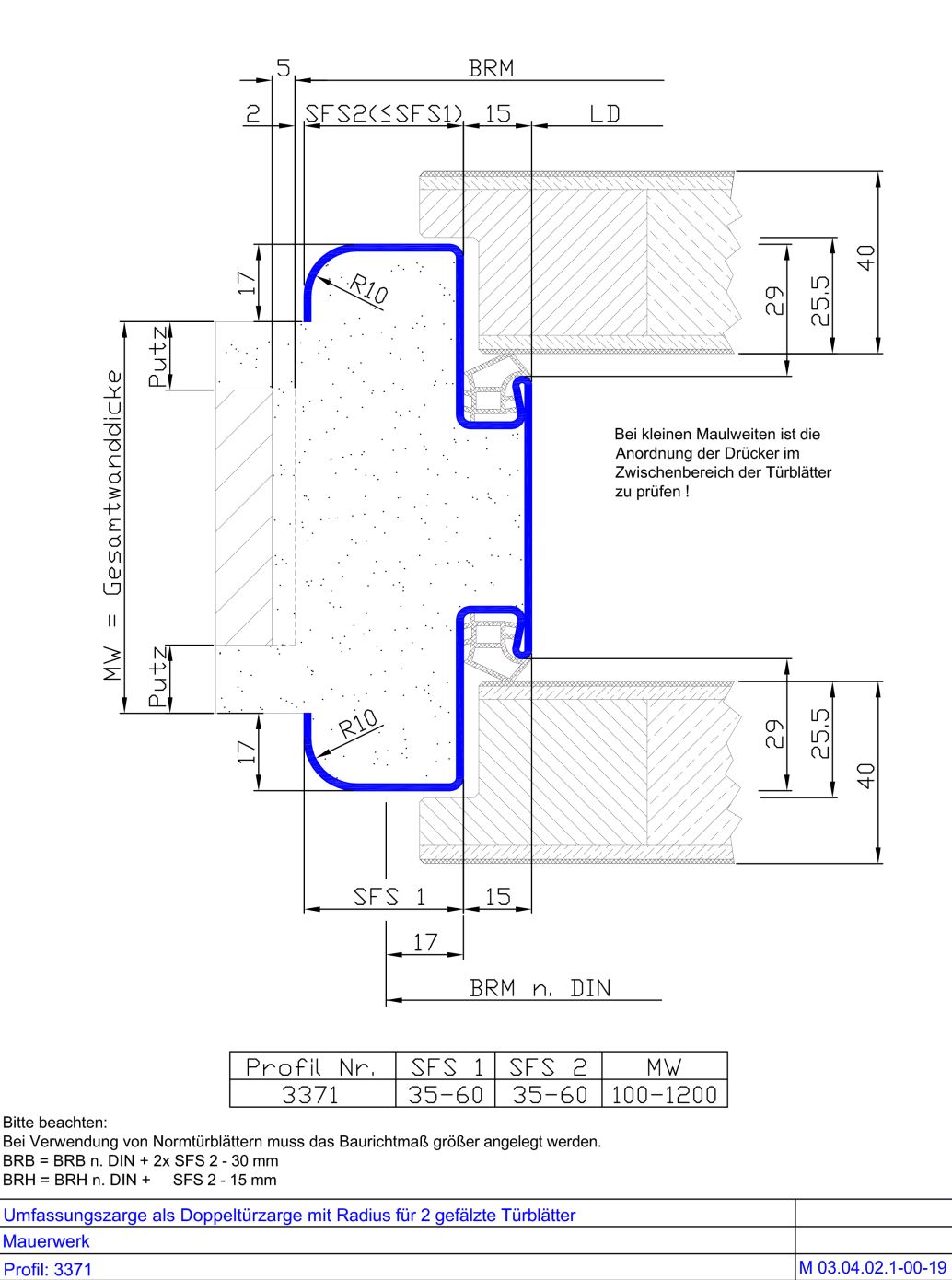 Doppeltuerzarge mit Radius