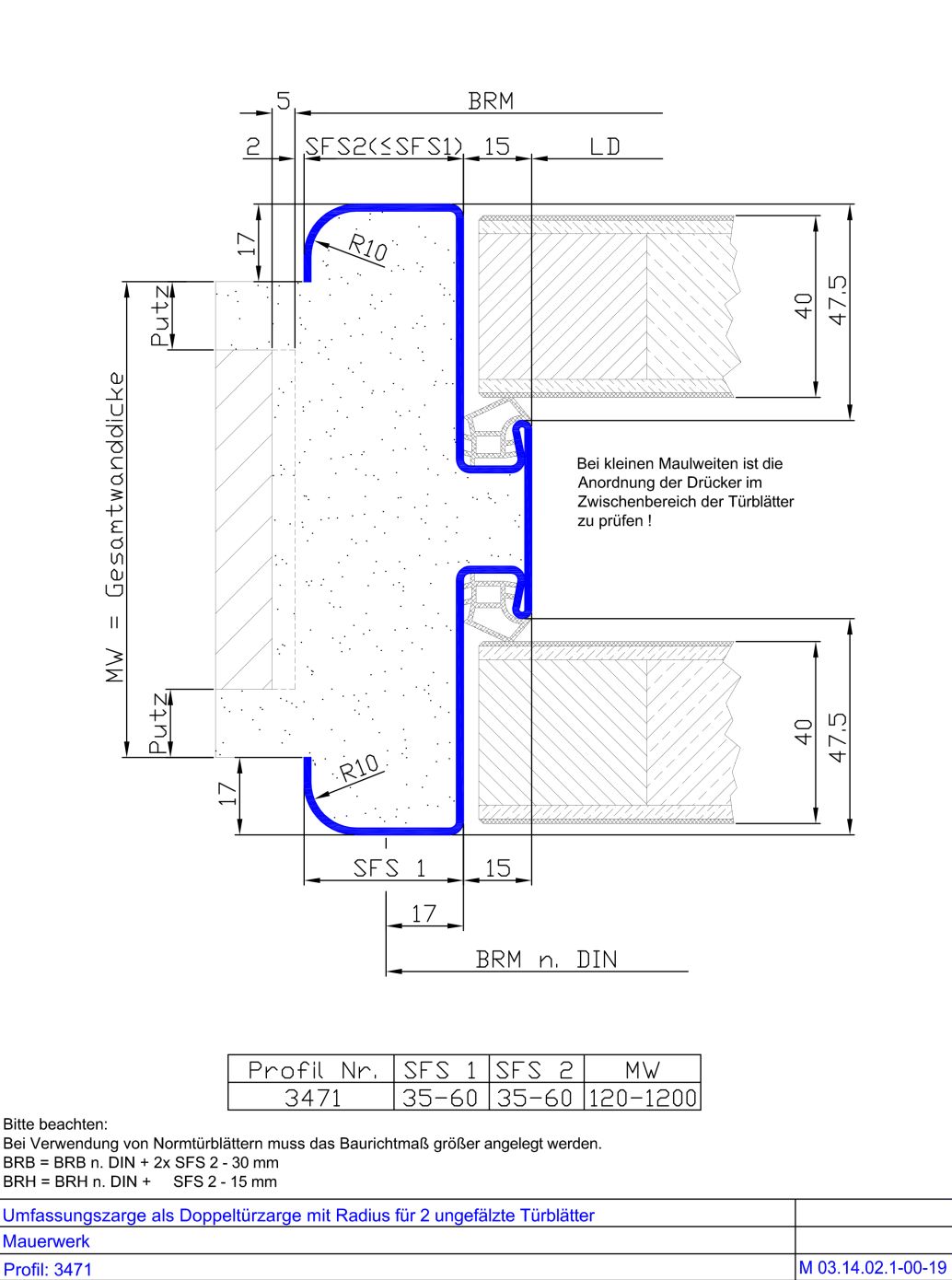 Doppeltuerzarge mit Radius