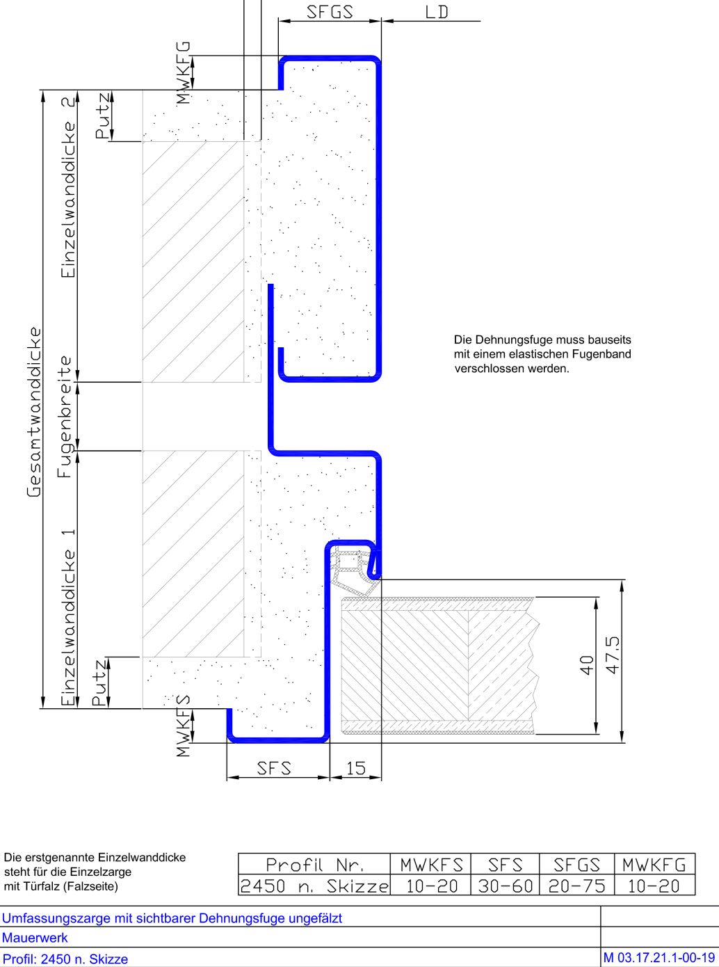 mit sichtbarer Dehnungsfuge