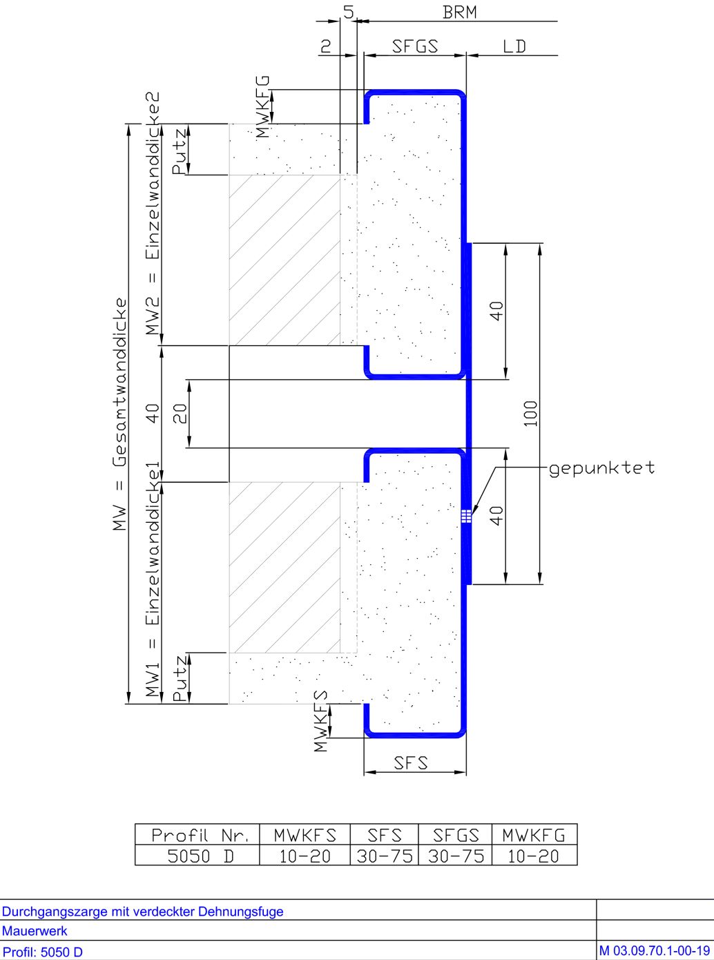 Durchgangszarge mit verdeckter Dehnungsfuge