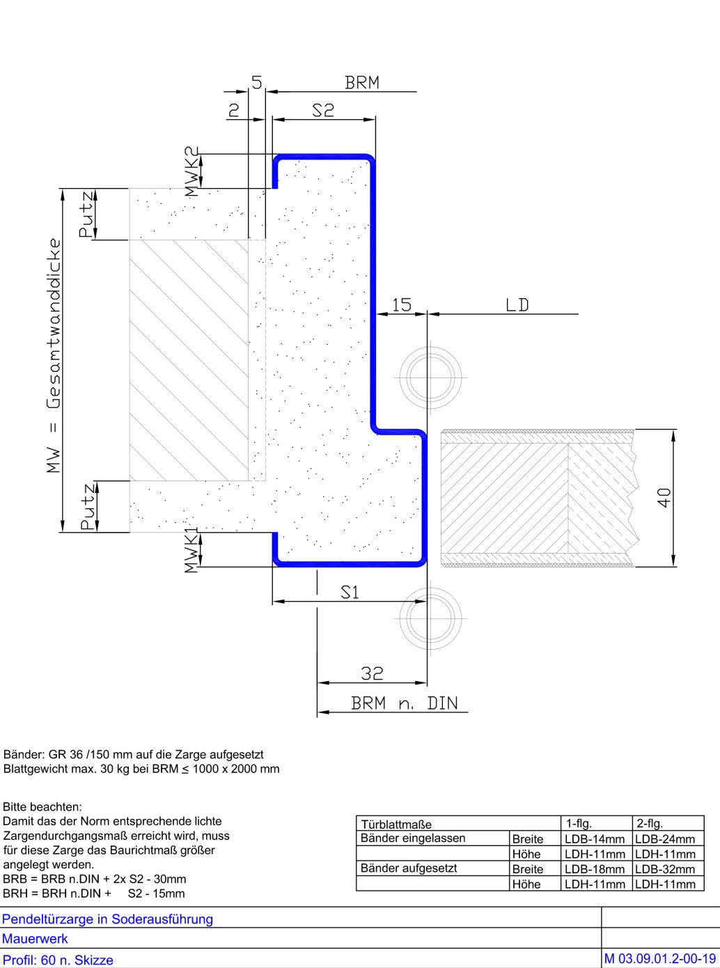 Pendeltuerzarge nach Skizze