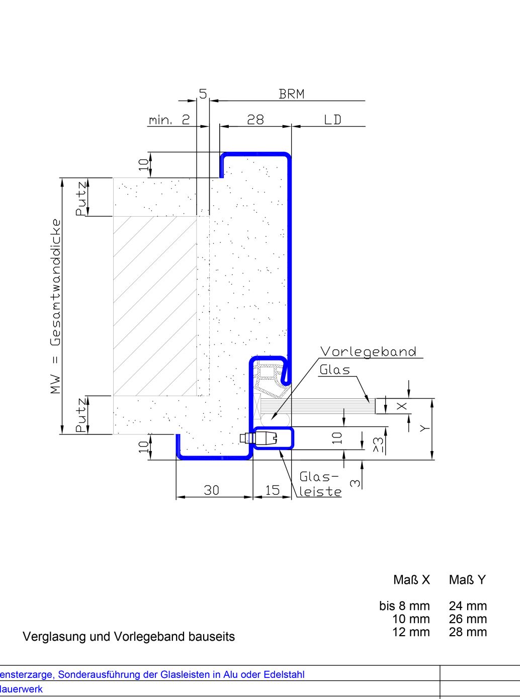 Profil 23 mit Sonderglasleisten