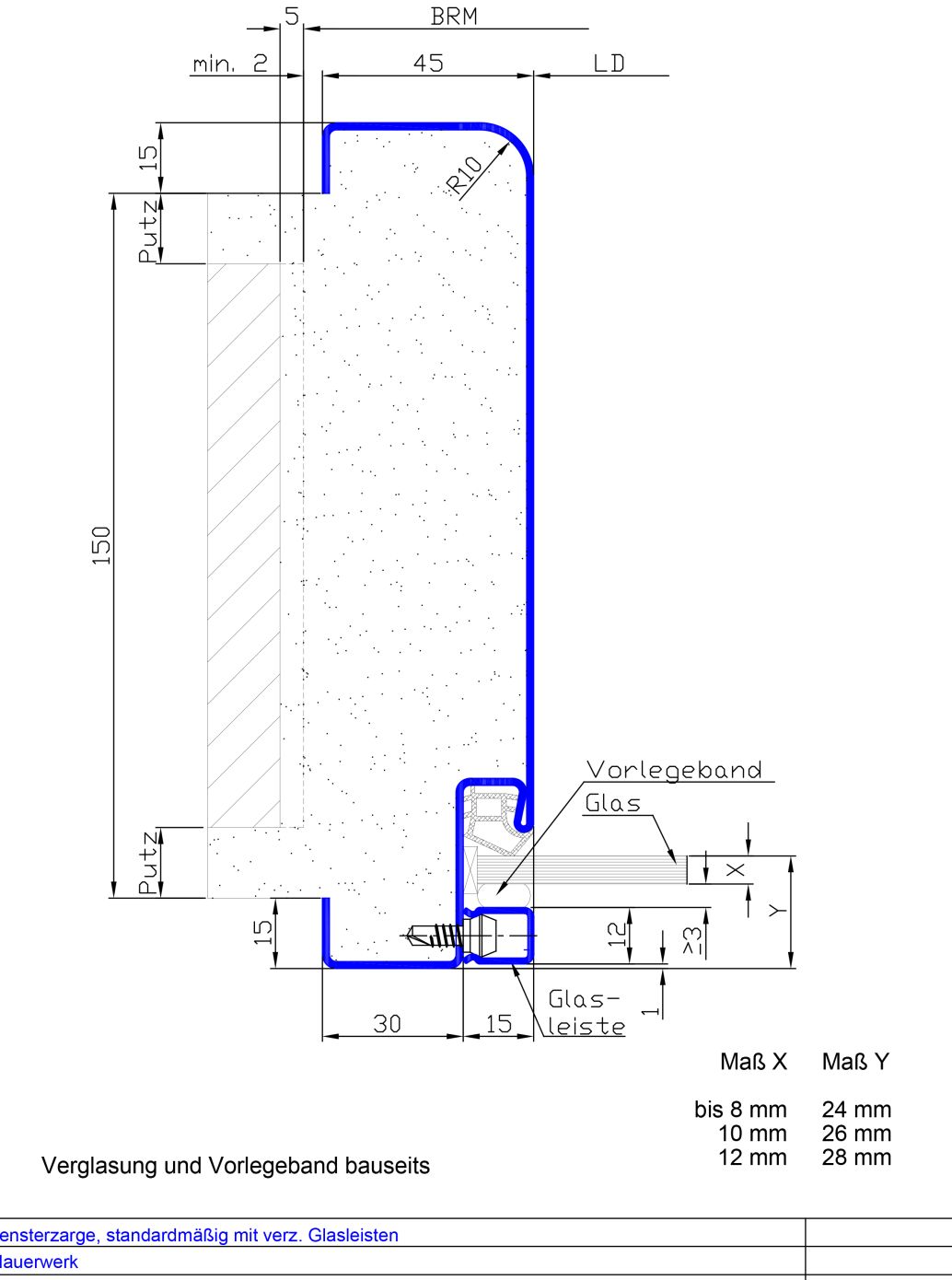 Profil 23 1545 mit Radius und verz. Glasleisten