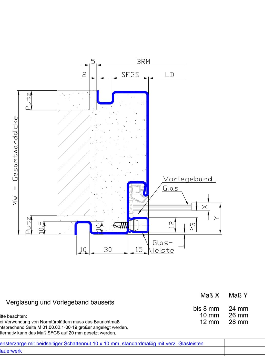 Profil 23S mit verz. Glasleisten