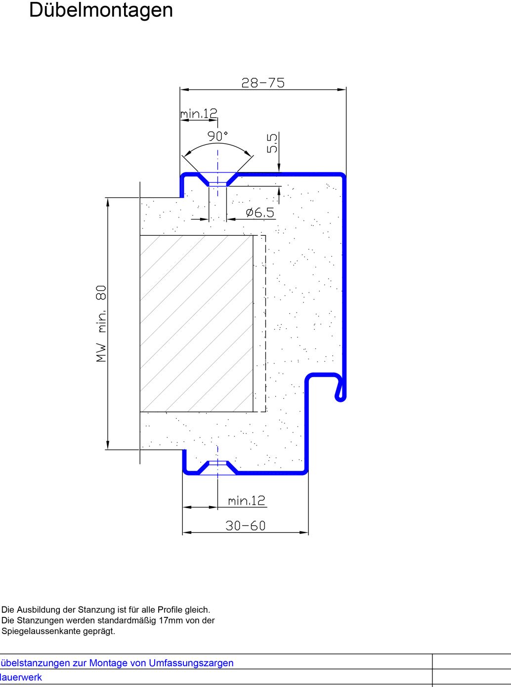 Duebelstanzung im Spiegel