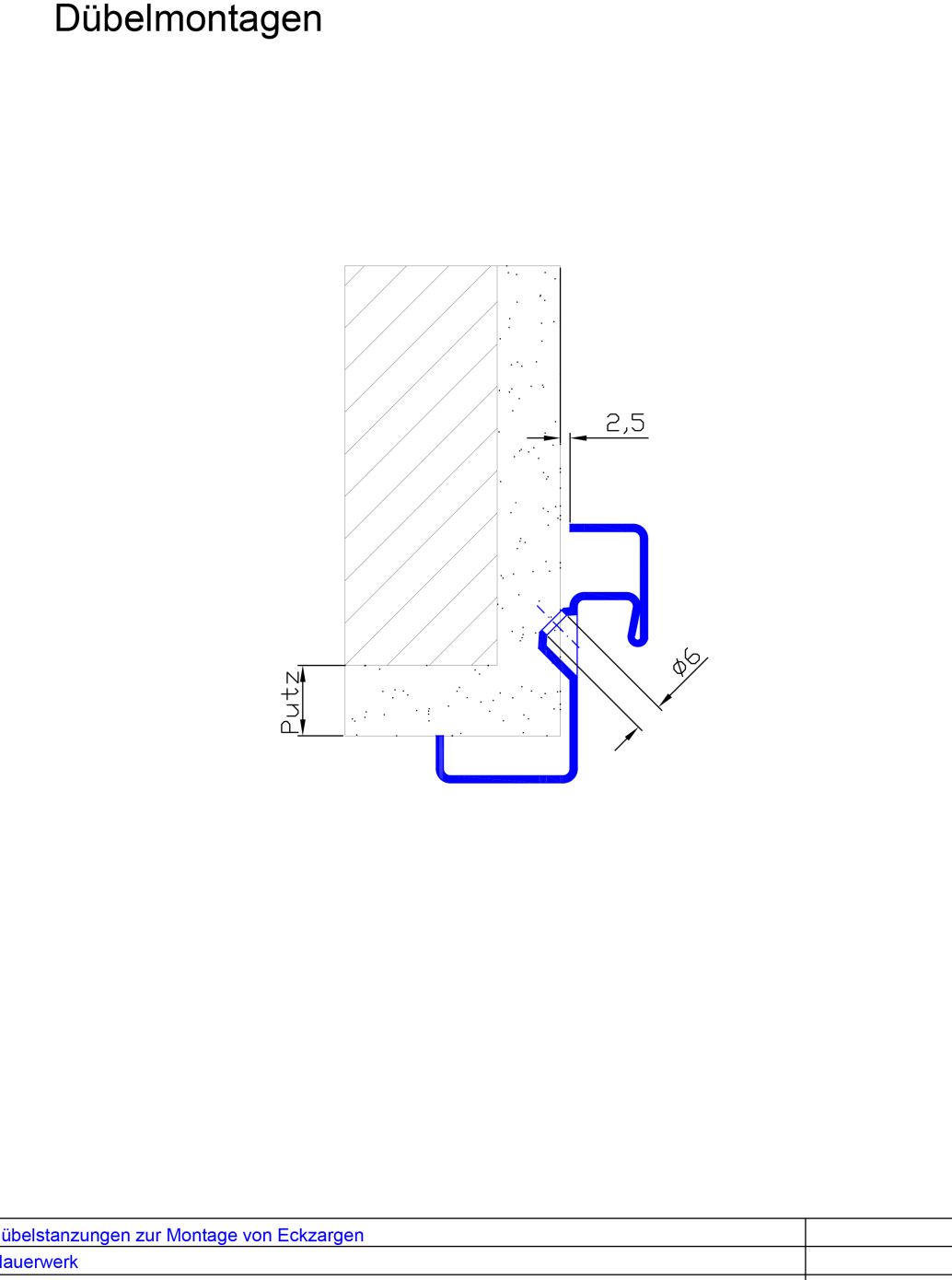 Duebelstanzug schraeg in der Nut
