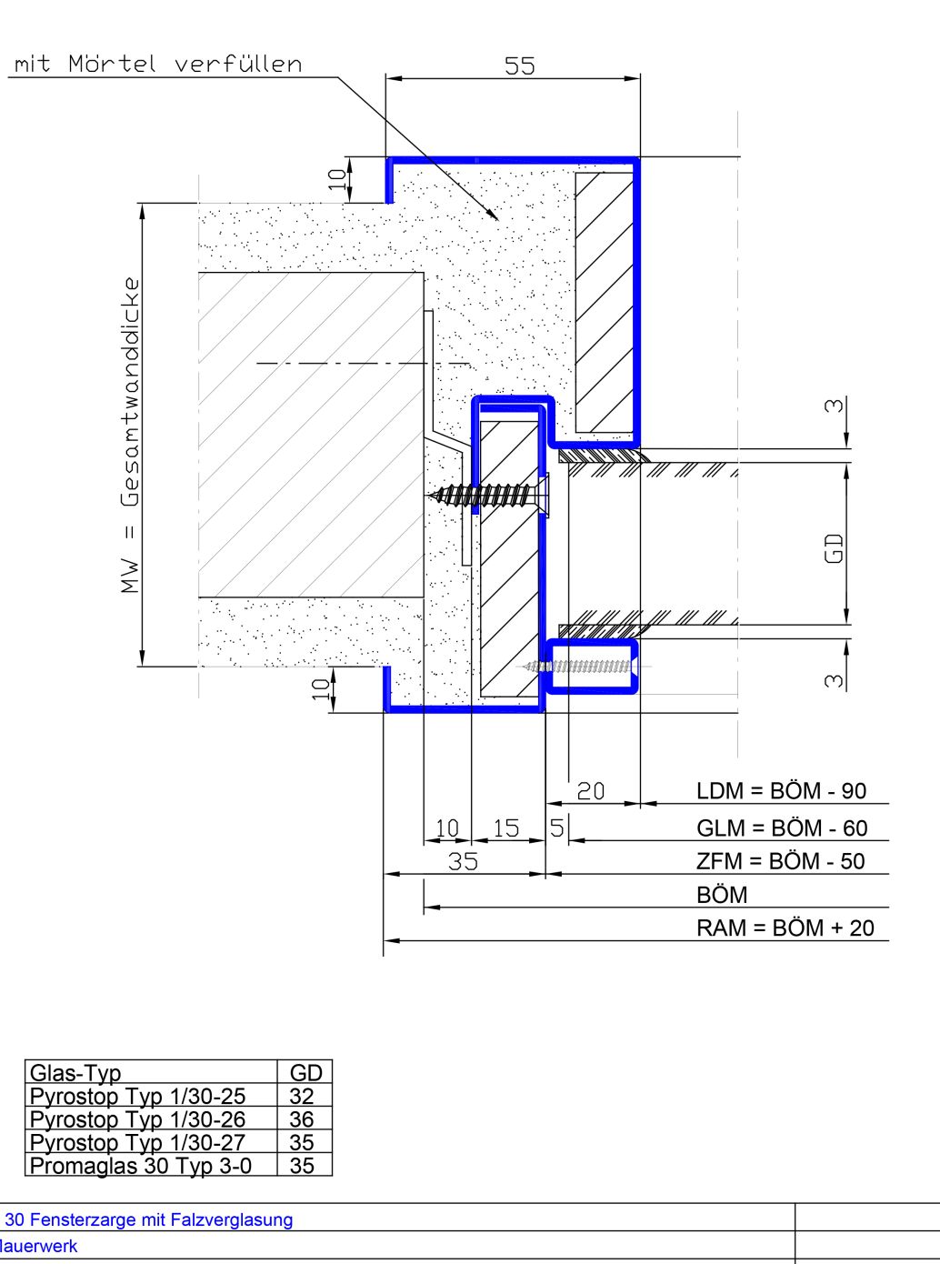 2-teilig mit Falzverglasung