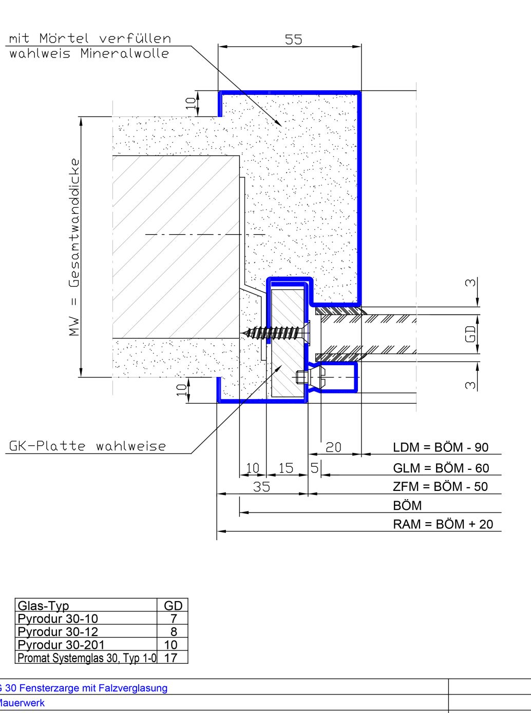 2-teilig mit Falzverglasung