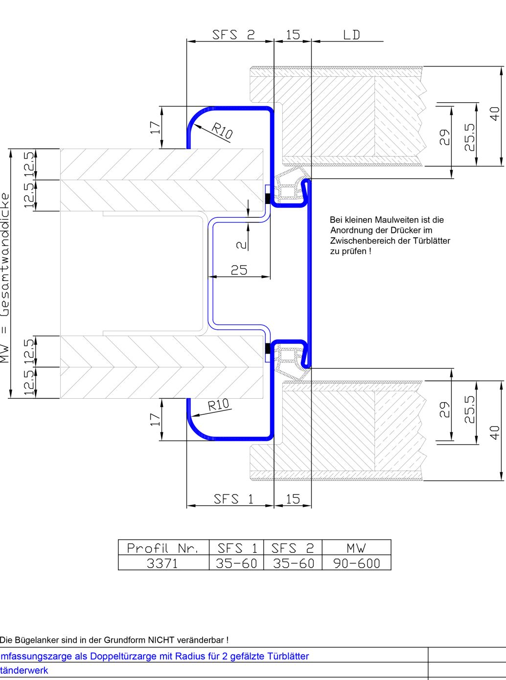 Doppeltuerzarge mit Radius