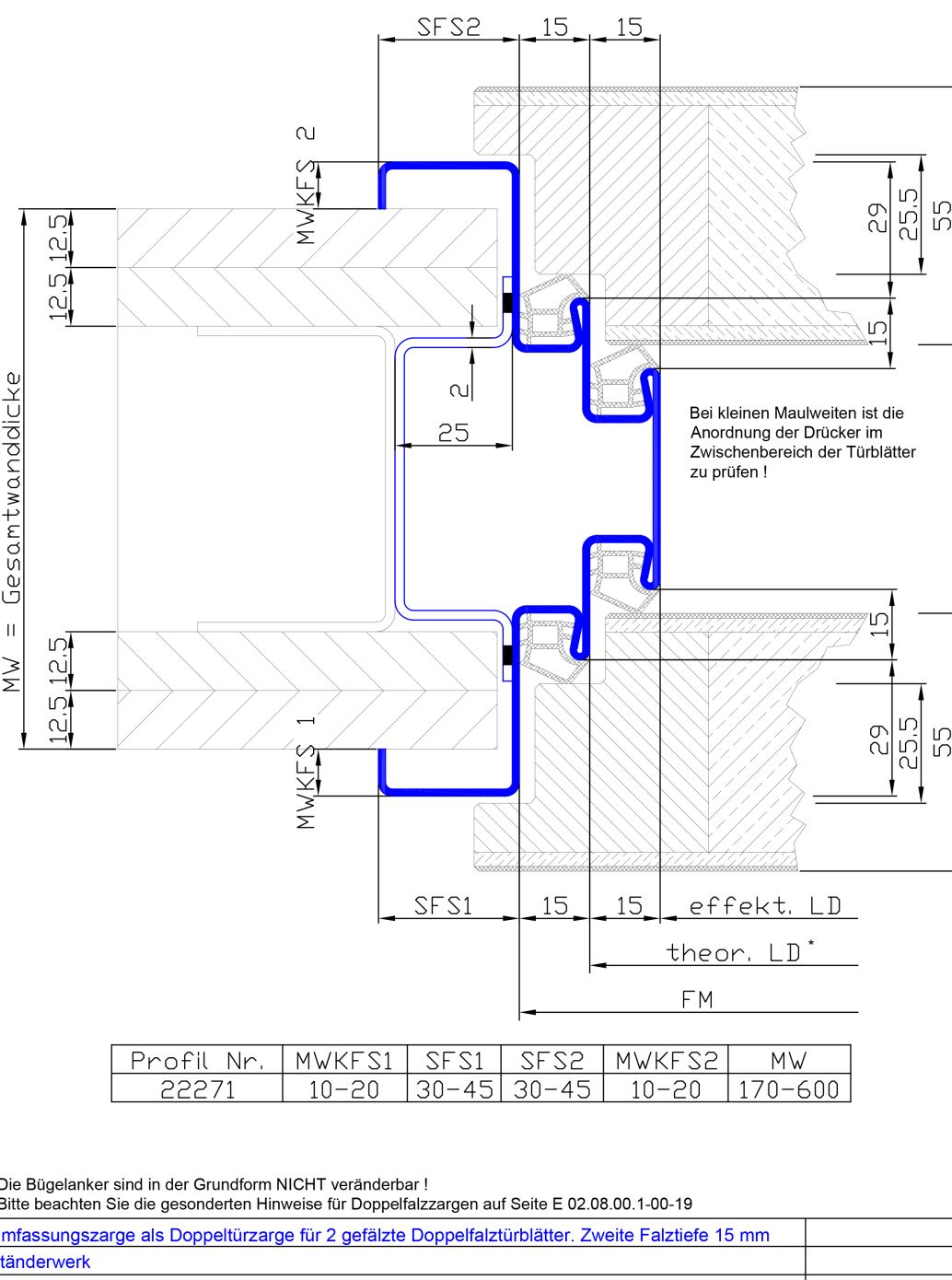 Doppeltuerzarge mit Doppelfalz. 2.FT 15