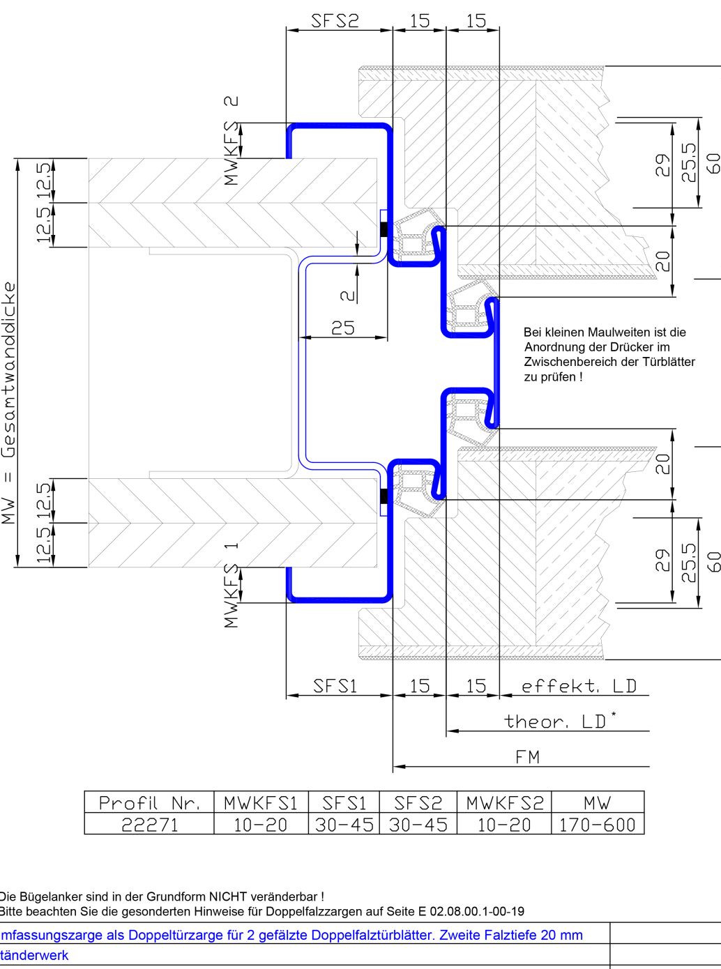 Doppeltuerzarge mit Doppelfalz. 2.FT 20