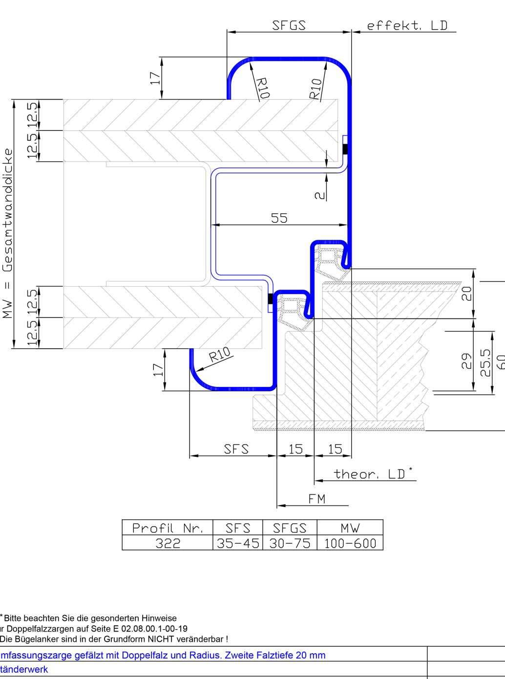 Doppelfalz und Radius. 2.FT 20