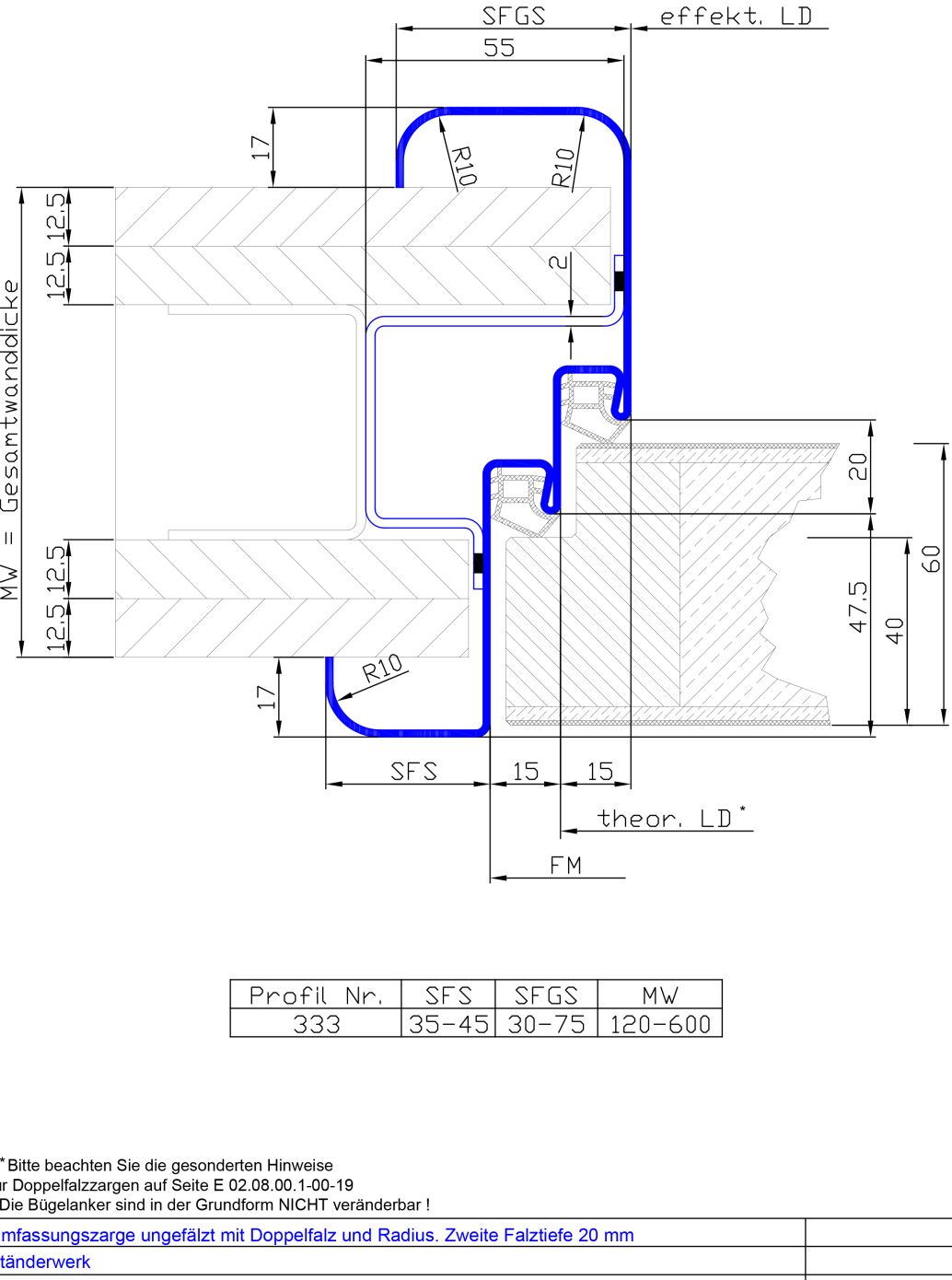 Doppelfalz und Radius. 2.FT 20