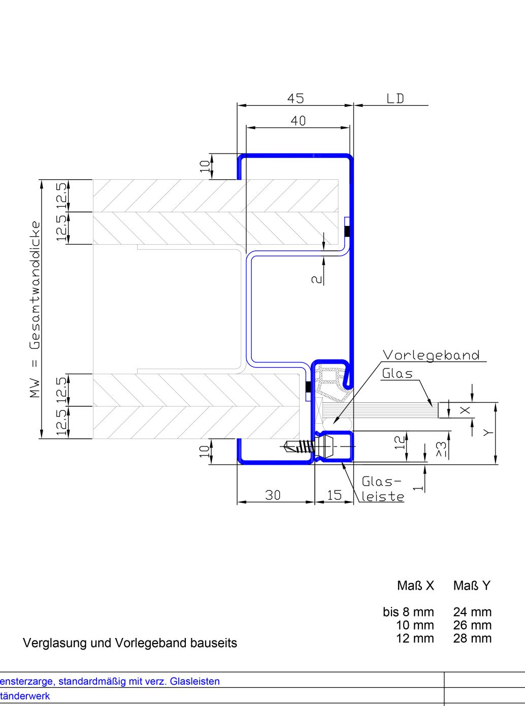 Profil 23-0045 mit verz. Glasleisten