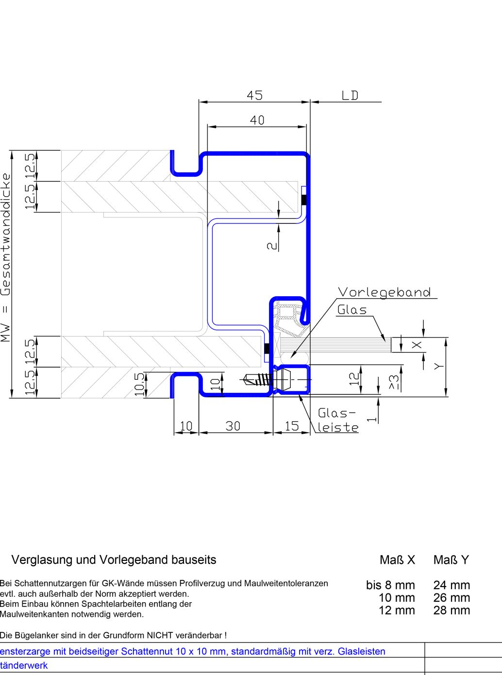 Profil 23-0045S mit verz. Glasleisten