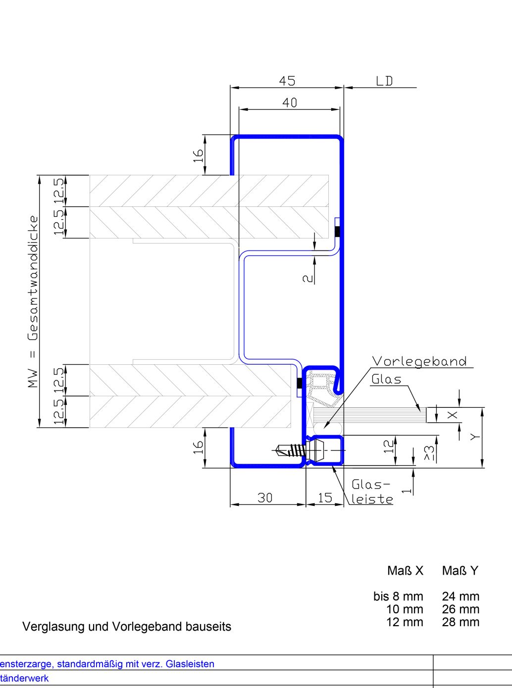 Profil 23-1645 mit verz. Glasleisten