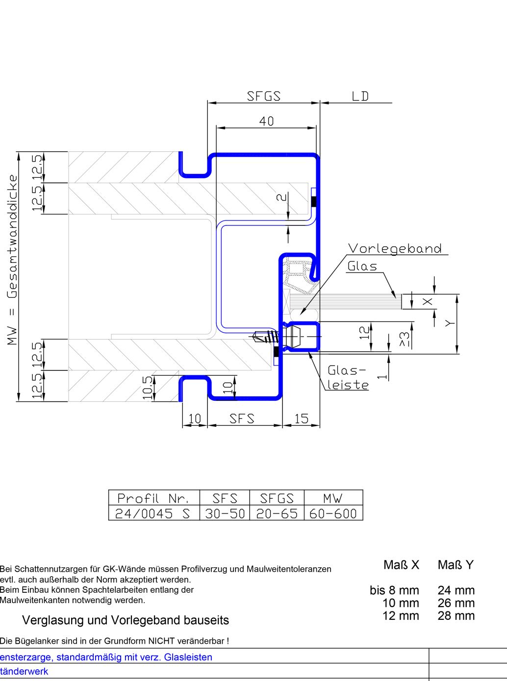 Profil 24-0045 S mit verz. Glasleisten