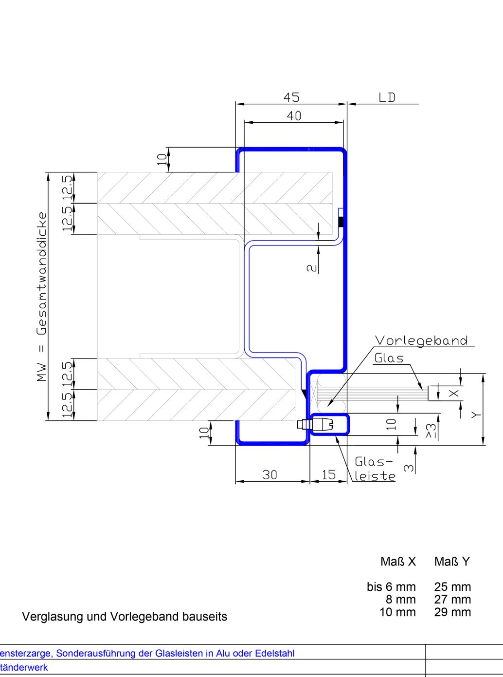 Profil 30-0045 mit Sonderglasleisten