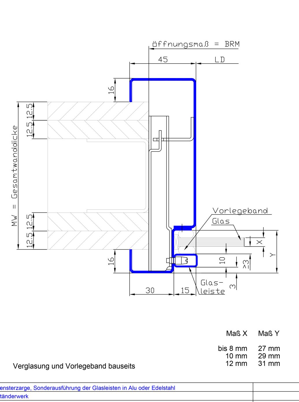 Profil 3040-1645 mit Sonderglasleisten