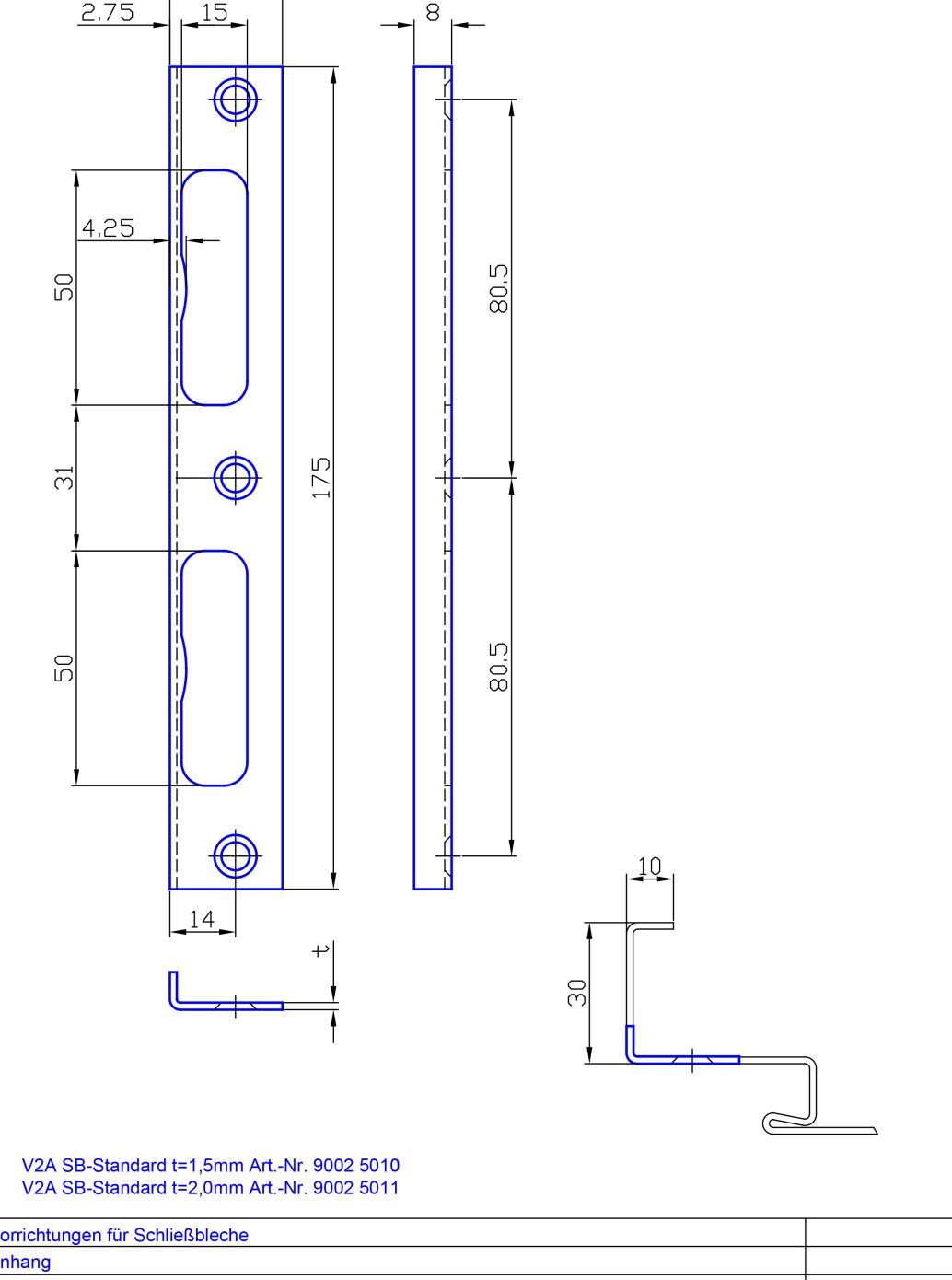 Edelstahlschliessblech gefaelzt